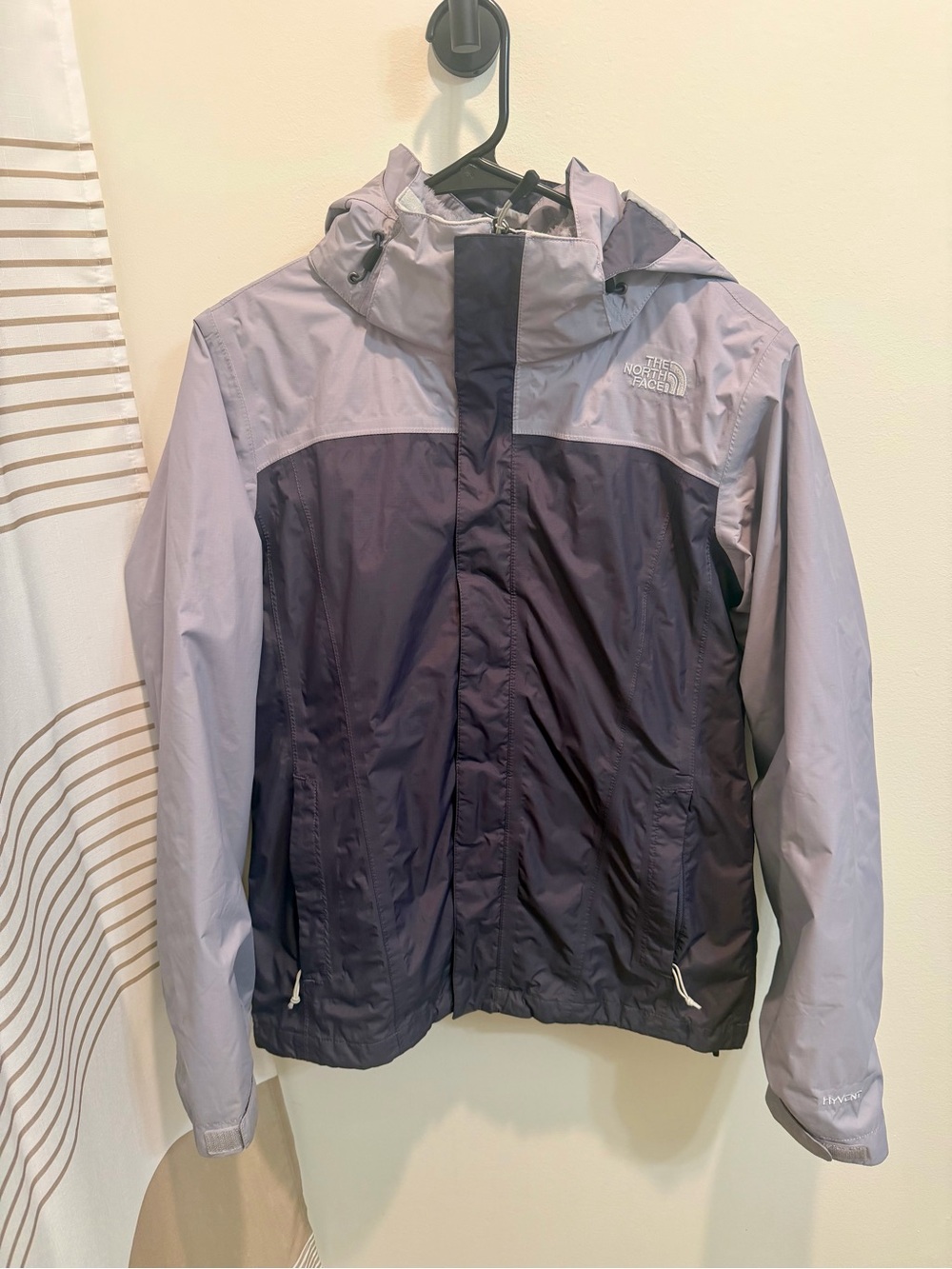 The North Face Two-Tone Hooded Jacket in Light Lavender and Deep Plum